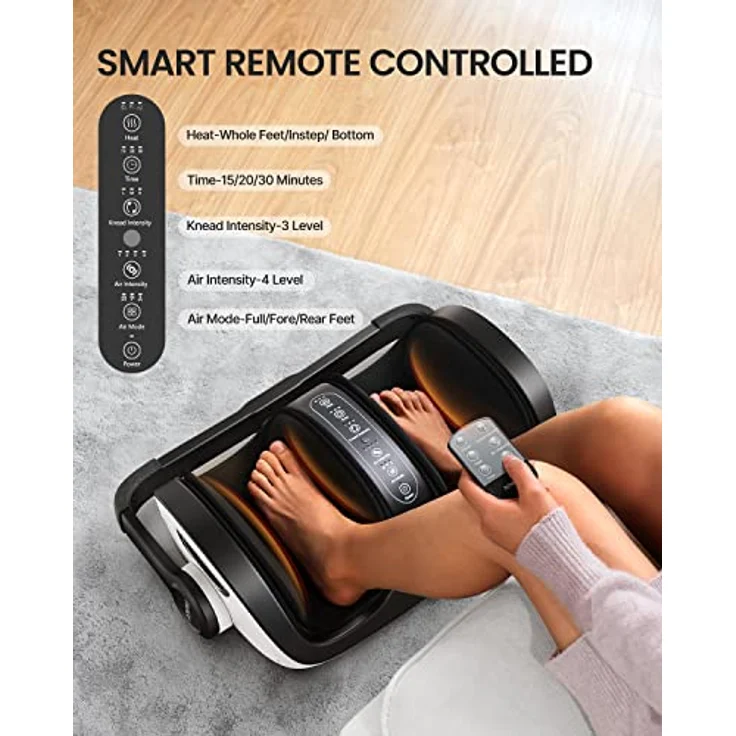 RENPHO Shiatsu Fußmassagegerät mit Fernbedienung, 19,5 cm breite Massagekammer, 270° verstellbarer Griff, Heizfunktion und anpassbare Intensitäten, ideal als Vatertagsgeschenk – Bild 4