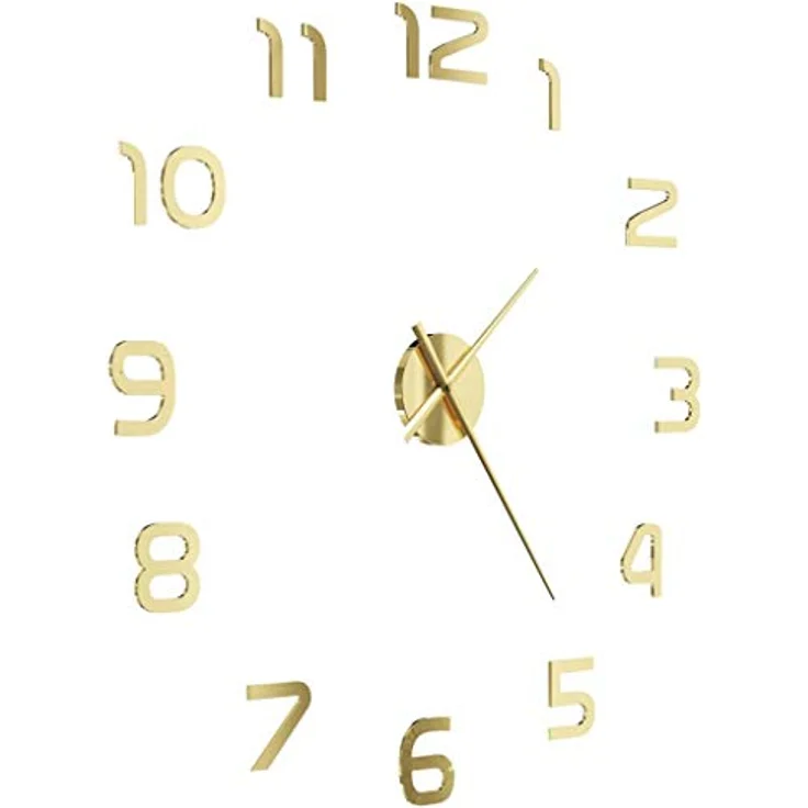 vidaXL 3D Wanduhr Modernes Design 100cm XXL Golden Wand Uhr Wandtattoo Deko – Bild 4