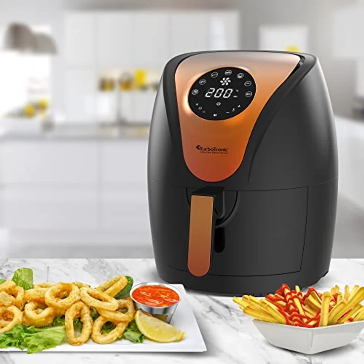 TurboTronic by Z-Line Heißluftfritteuse 3,5 Liter, 9 Programme, Fettfrei ohne Öl, 1200 W, Retro digital Airfryer AF9D, Blau – Bild 5