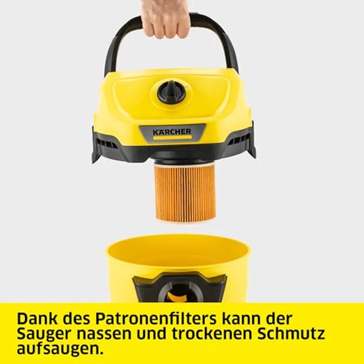Karcher WD 3 V-17/4/20, Nass-/Trockensauger mit 1.000 W, 17 l Kunststoffbehälter, Patrone- und Vliesfilter, 2 m Saugschlauch, Blasfunktion, Boden- und Fugendüse – Bild 2