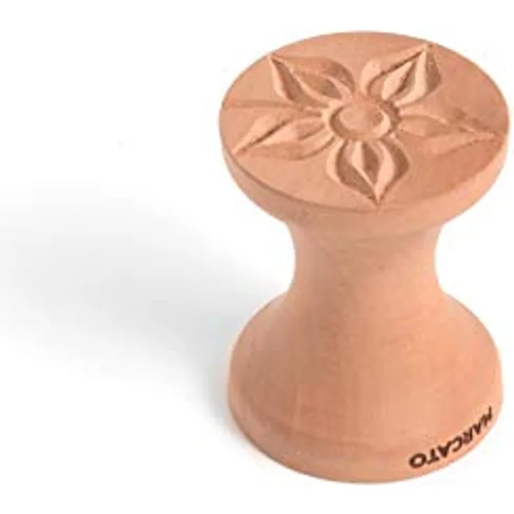 Marcato Corzetti Doppelstempel, hergestellt in Italien, Blume und Doppelstern, 5,7 cm, Birnenholz, 8401