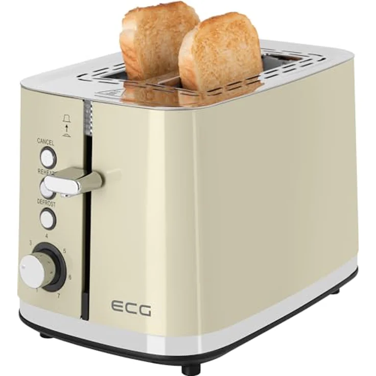 ECG ST 2766 Vintage Vanilla Toaster, Originales Vanille-Edelstahldesign, 7 Stufen Heizintensität – Bild 4