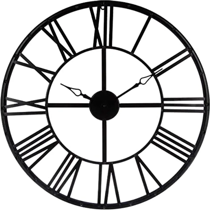 Atmosphera Große Wanduhr aus Metall im Vintagestil - Durchmesser 70 cm - Farbe SCHWARZ