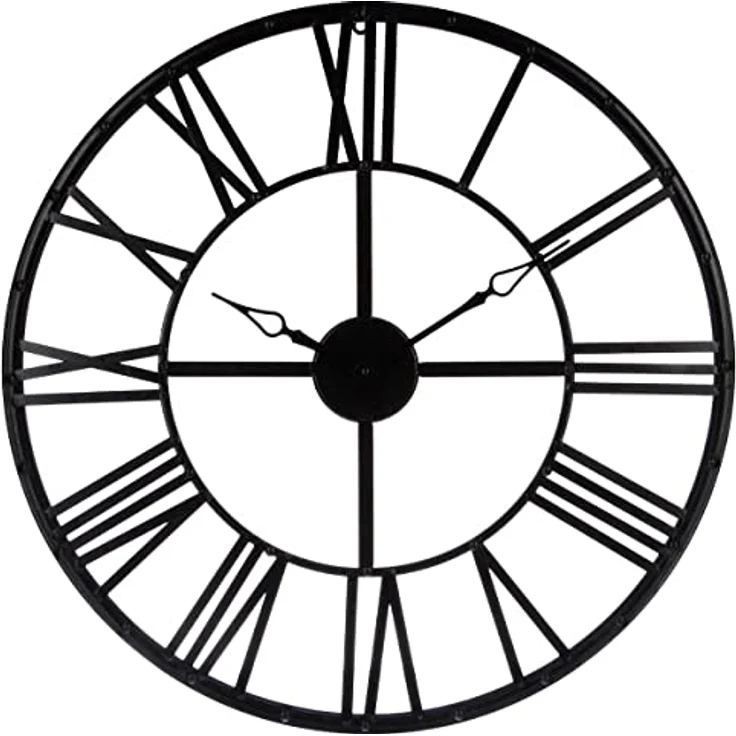 Atmosphera Große Wanduhr aus Metall im Vintagestil - Durchmesser 70 cm - Farbe SCHWARZ – Bild 1