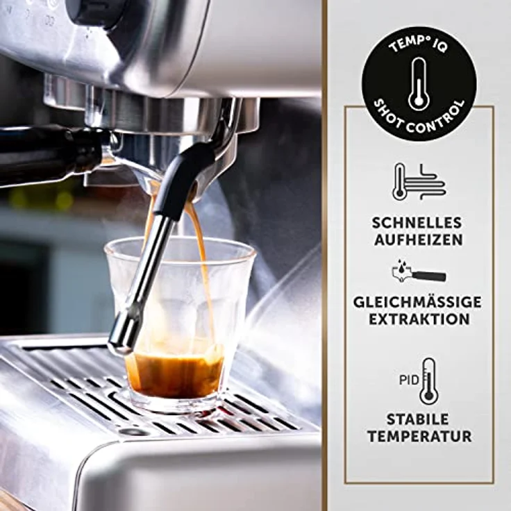 Breville VCF126X Barista Max Siebträger (2,8 L Wassertank, integriertes Mahlwerk und Milchschäumer, Edelstahl auch für Latte und Cappuccino) – Bild 3
