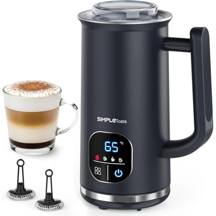 SIMPLETASTE Milchaufschäumer Elektrisch 4-in-1, Heißer & kalter Milchschaum, warmes Milch- und Kakaoerwärmen, 240 ml Fassungsvermögen, Antihaftbeschichtung, automatische Abschaltung, leise & BPA-frei – Bild 1