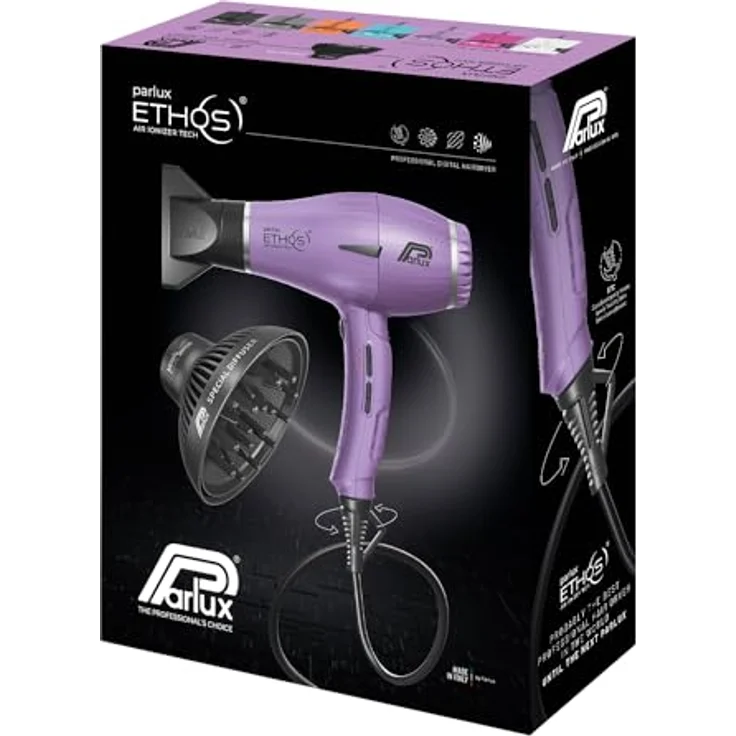 Parlux Ethos® Pack with Magic Sense Diffuser, Professional Digital Hair Dryer with Negative Ions, Lilac – Bild 3
