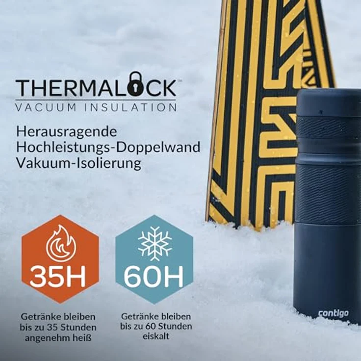 Contigo Thermoflasche Thermalock, Edelstahl Isolierbecher, Kaffebecher to go, auslaufsicher, spülmaschinenfester Deckel BPA-frei, mit Griff, 1200 ml – Bild 5