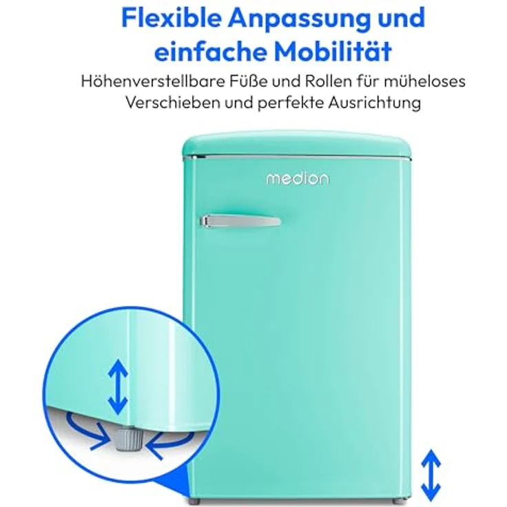 MEDION Retro Kühl-Gefrierkombination (95L Kühlschrank, 13L 4 Sterne Gefrierfach, 108 Liter Nutzinhalt, LED Innenbeleuchtung, MD 37790) Miinty Green – Bild 5