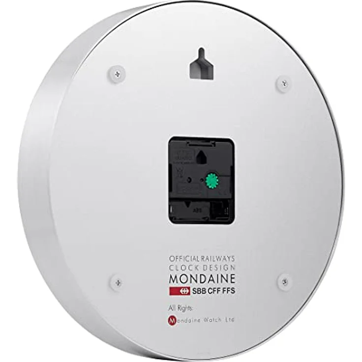 Mondaine Wanduhr A990.Clock.16SBB 25cm - Bahnhofsuhr in Silber aus gebürstetem Aluminium mit rotem Sekundenzeiger staubbeständig – Bild 4