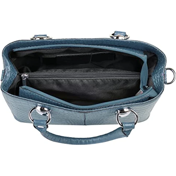 Cluty Umhängetasche, echt Leder in Kroko-Optik, Made in Italy, 2-geteiltes Hauptfach, abnehmbarer Schultergurt – Bild 6