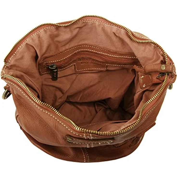 Cluty Umhängetasche, echt Leder, Made in Italy, 25 cm x 28 cm, mit Reißverschluss und abnehmbarem Schultergurt – Bild 6