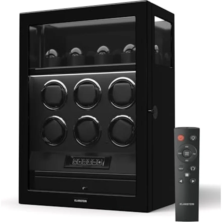 Klarstein SecureTouch Uhrenbeweger, 6+4 Uhren, Mabuchi Motor, Klavierlack, 41 Modi, Fingerabdruckschloss, mit LEDs – Bild 1