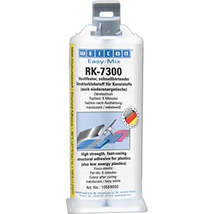 WEICON 10569050 Easy-Mix RK-7300 50g Acrylat-Strukturkleber für Kunststoff und EPDM, cremeweiß