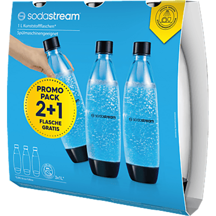 SODASTREAM FUSE Wassersprudler, spülmaschinengeeignete Kunststoffflasche, 1020 ml, schwarz