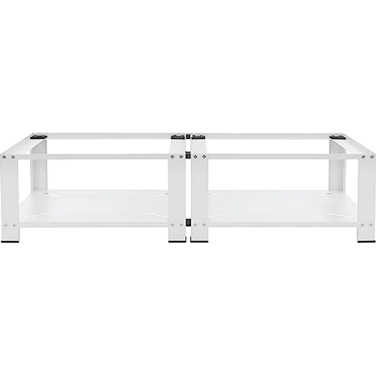 ML DESIGN modern living Doppel Waschmaschinen Untergestell mit 2 Ablagen, Weiß, Stahl, 2x 150kg, 32cm hohes Podest, Erhöhung Unterbau Doppeluntergestell – Bild 2