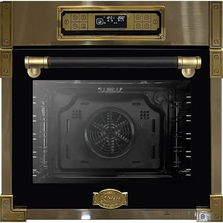 Kaiser Küchengeräte Einbaubackofen EH 6726 AD/5, Elektro Backofen - 11 Betriebsfunktionen, Anthrazitfarbiges Glas Metallleisten Antique Gold