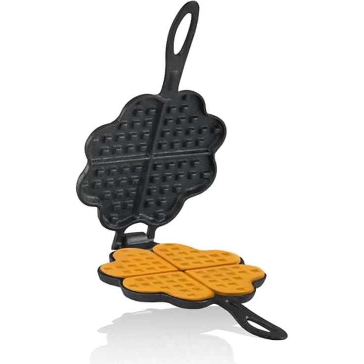 BBQ-Toro Gusseisen Waffeleisen, Herzform, mit 2 Stielen, Ø 15 cm, bereits eingebrannt, für knusprige Herzwaffeln, Grill und Outdoor geeignet – Bild 1