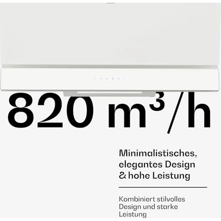 Klarstein Velaire Dunstabzugshaube 90 cm, kopffrei, 820 m³/h Boost, A++ Energieeffizienz, Touch-Bedienung, LED-Beleuchtung, leise, Aluminium- & Aktivkohlefilter, weiß – Bild 4