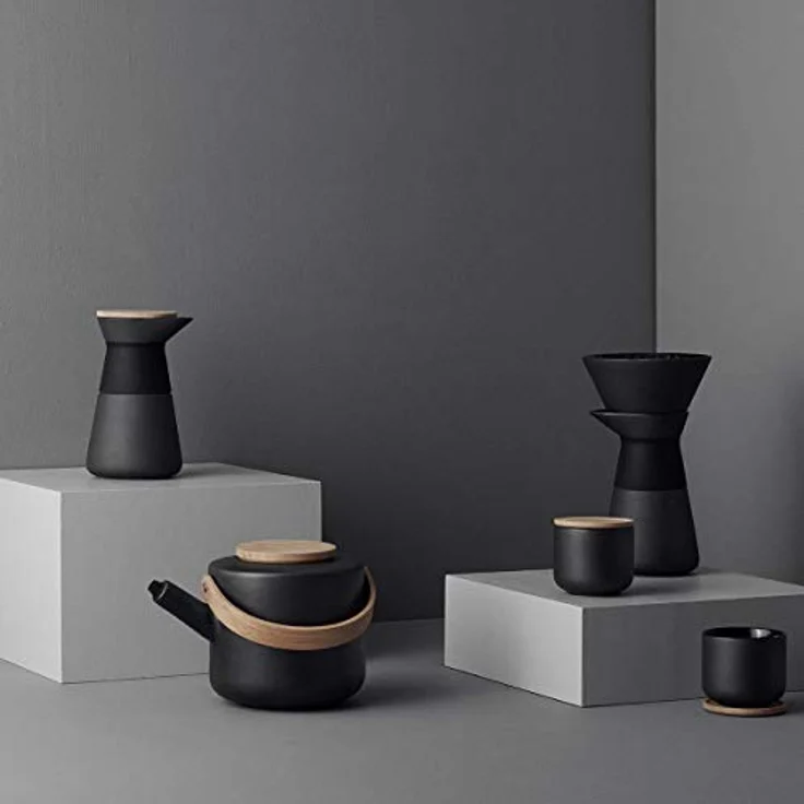 Stelton Theo Becher mit Untersetzer, Stein, schwarz, 8 x 8 x 8 cm – Bild 7
