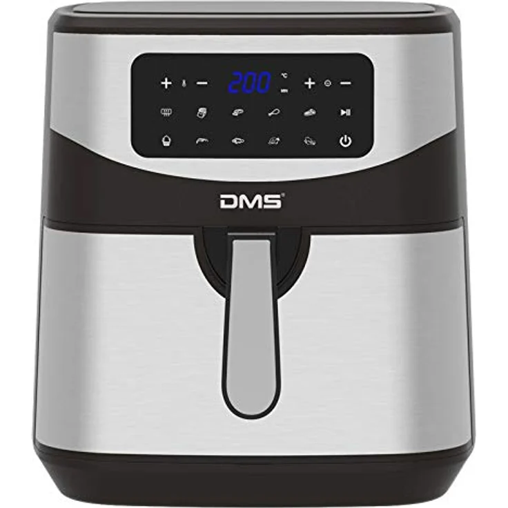 DMS Heißluftfritteuse XXL HF-7S, ohne Öl, 7 Liter Fassungsvermögen, 1800 Watt, silber, Edelstahl, inkl. 10 Programme – Bild 2