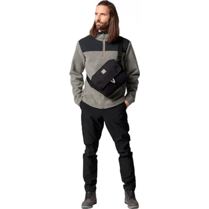 VAUDE Coreway Shoulderbag 6, Umhängetasche aus recycelten PET-Flaschen, schwarz, mit durchdachter Fächeraufteilung und Sicherheitskonzept – Bild 9