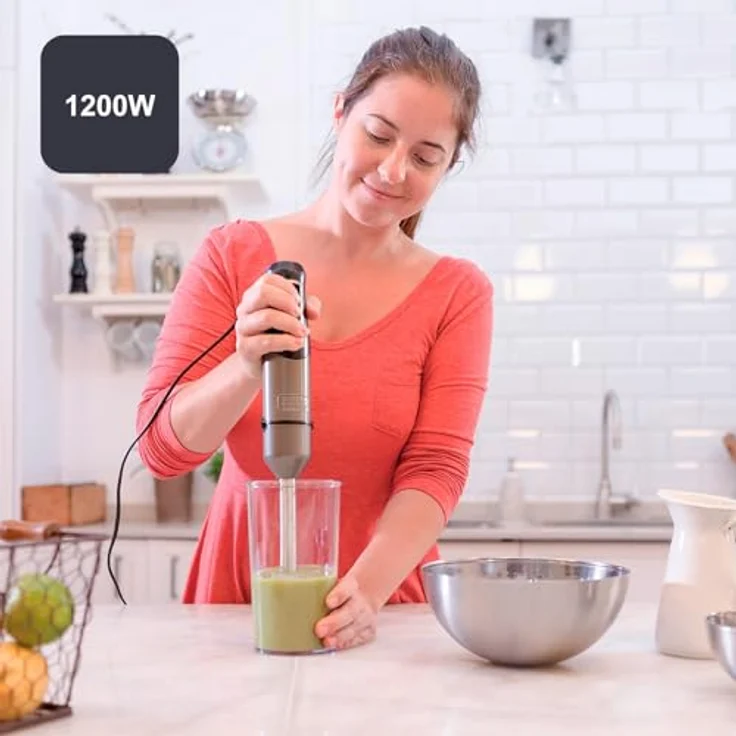 Black+Decker BXHB1200E Handmixer, 1200 W, 20 Geschwindigkeiten und Turbo, 4-stufige Edelstahlklingen, spritzwassergeschützt, leicht und ergonomisch, BPA-frei – Bild 3