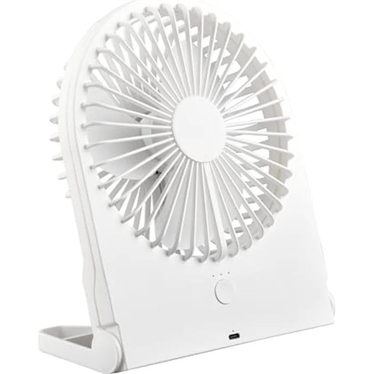 Reality Leuchten BREEZY Tischventilator, leise, Akku Lüfter mit USB-C, 23cm, weiß matt – Bild 1