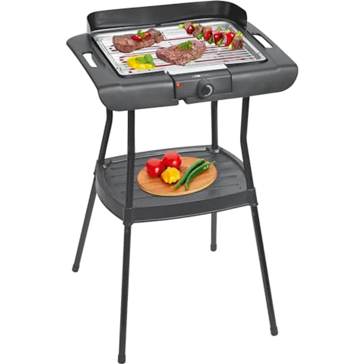 Clatronic BQS 3842, 2in1 Stand- und Tischgrill, Elektrogrill für innen und außen, 2000W, rauch- und geruchsarm, inkl. Windschutz – Bild 1
