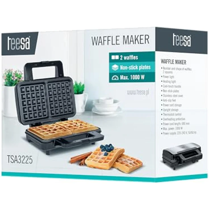 Teesa TSA3225 2 Waffeleisen, belgische Waffeln, schwarz – Bild 6