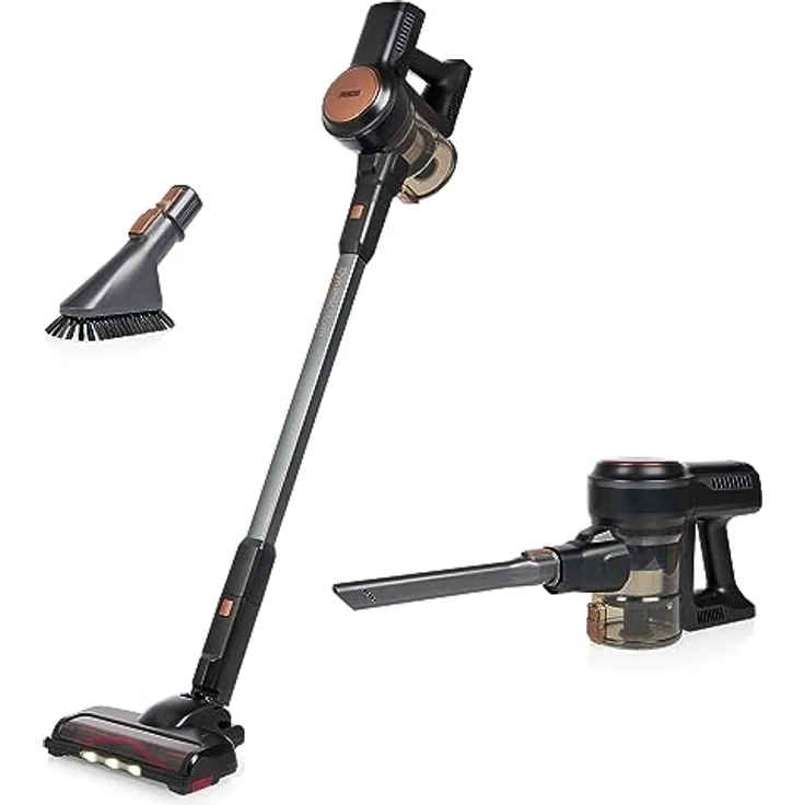 Princess Dynamic Storm – Leistungsstarker bürstenloser Motor – Hygienische Behälterentleerung – 30 min kabellos reinigen – Motorisierte Bürste mit LED-Licht – Parkmodus – Handstaubsauger-Modus –39390