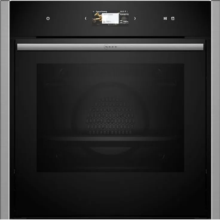 Neff B64VS71N0, N90, VarioSteam Slide und Hide Einbaubackofen mit Dampfunterstützung, 60x60cm, 4.1 Zoll Full Touch TFT-Farb- und Grafikdisplay, Pyrolyse, Home Connect, Soft Opening und Soft Close