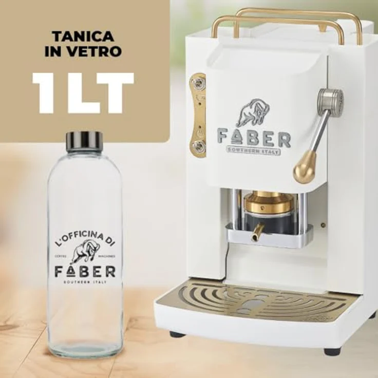 Faber Coffee Machines Pro Deluxe 3.0, Kaffeepadmaschine in Messing mit ESE-Pads und hochwertigem 3D-Logo, Glas-Wassertank – Bild 4