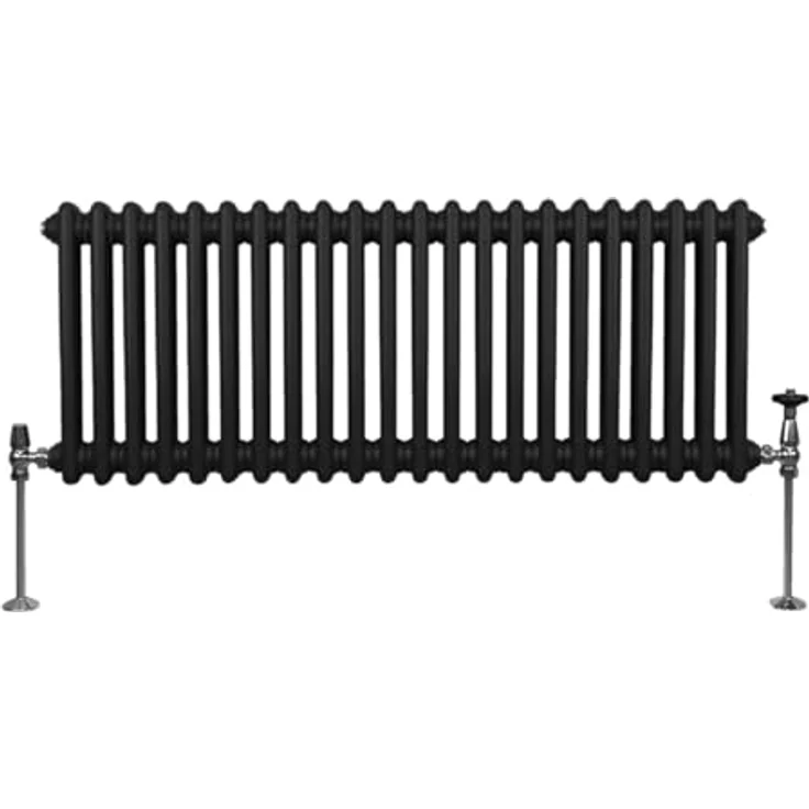 Monster Shop Traditioneller 2-Spalten-Heizkörper 300 x 1012mm | Horizontaler Wandheizkörper | Matt Schwarz Kohlenstoffstahl | Hohe Wärmeleistung 2413 BTU, Stabile Montage & Qualitätsgarantie – Bild 2