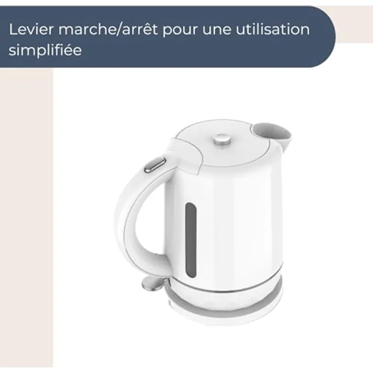TERRAILLON DIAMANT WEIß, Elektrischer Wasserkocher, 1,5 l, 2200 W, 360° drehbar, automatische Abschaltung, Wasserstandsanzeige, weiß – Bild 5