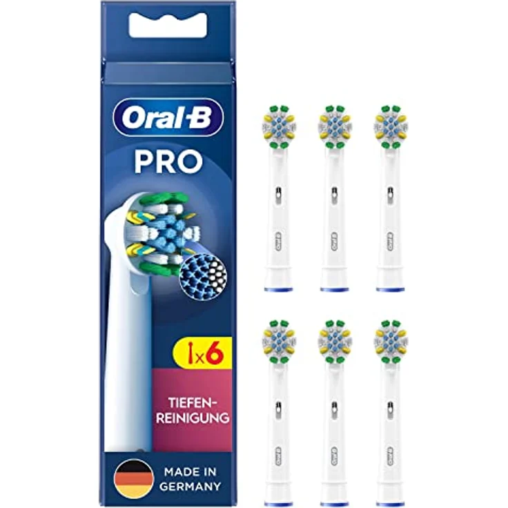 Oral-B Pro Tiefenreinigung Aufsteckbürsten für elektrische Zahnbürste, 6 Stück, tiefe Zahnreinigung mit innovativen X-förmigen Borsten, Original Oral-B Zahnbürstenaufsatz, Made in Germany – Bild 1