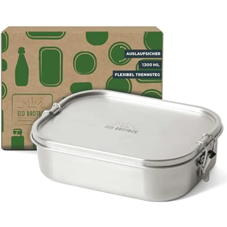 ECObrotbox Lunchbox Bento Flex Edelstahl 1300 ml Silber – Bild 2