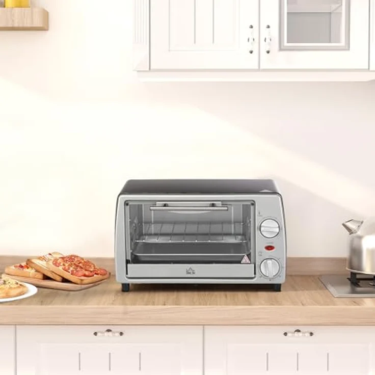 HOMCOM Mini Backofen 10 Liter 750W Silber, Einstellbare Temperatur bis 230 ℃, Timer 60 Minuten, kompaktes Design – Bild 2