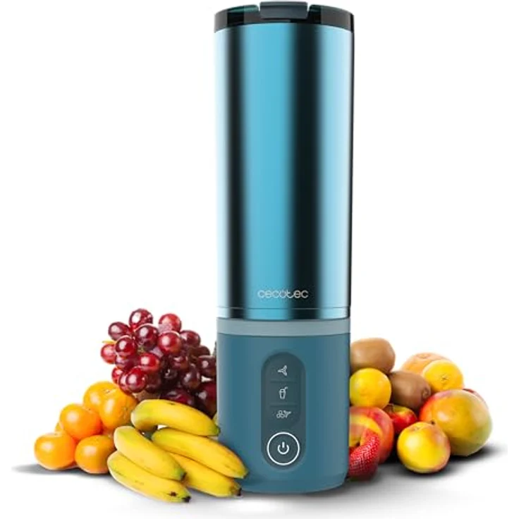 Cecotec Personal Blender Power Titanium Shake2Go Lagoon Steel, 180 W, BPA-freier Metallbecher 600 ml, 3 Automatikprogramme, kompaktes Design – Bild 1