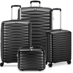 Roncato, Koffer, Wave 4 Rollen Kofferset 4-teilig, (14 l, XL) - Hochwertiges Polycarbonat, TSA-Schlösser, Dehnfalte, elegant in Blau