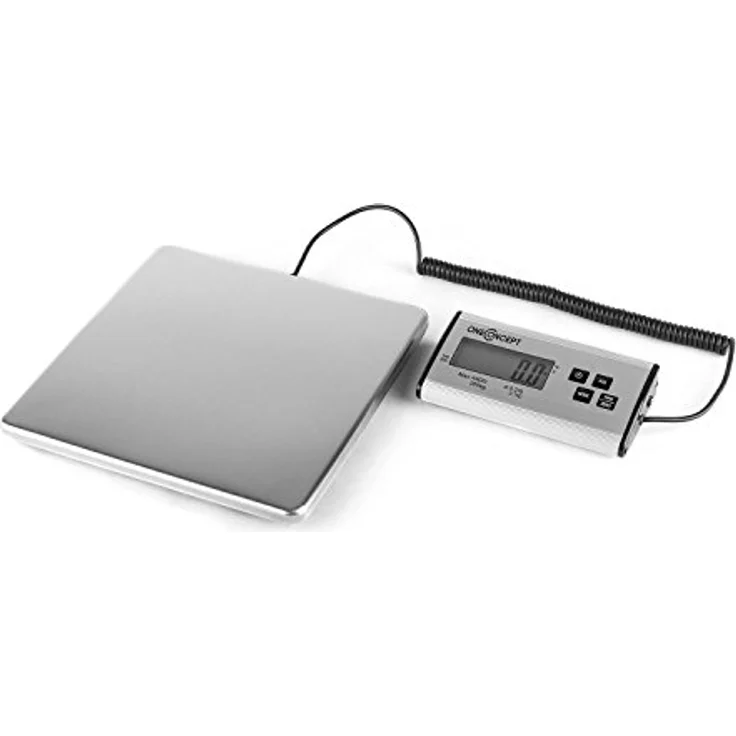 ONECONCEPT Küchenwaage Marketeer Digitale Paketwaage, 200kg Wiegebereich, Edelstahlplattform, TARE- und PCS-Funktion – Bild 3