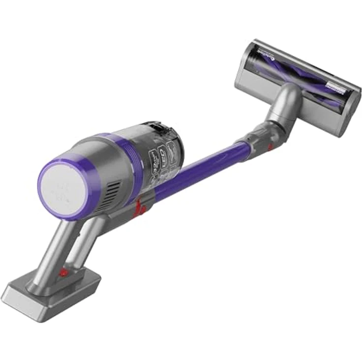 TurboTronic StormStick 120 Watt Zyklon Staubsauger & Handstaubsauger kabellos, mit Akku, Schwammfilter Technologie Stabstaubsauger Bodensauger Stiel/Stab (Silver-Purple) – Bild 2