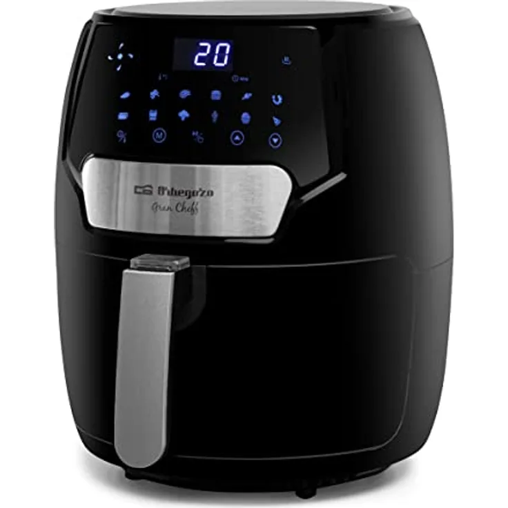 Orbegozo FDR 65 Fritteuse ohne Öl, 4 Liter, Einstellbarer Thermostat, Timer, 12 voreingestellte Programme, Abnehmbarer Behälter, BPA- und Pfoa-frei, 1500 W