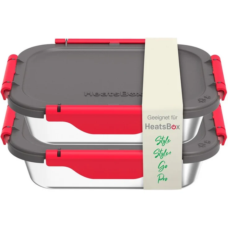 Faitron Lunchbox Inner Dish 2er Set für Heatsbox, Edelstahl, 925 ml, bis zu 200°C, spülmaschinenfest