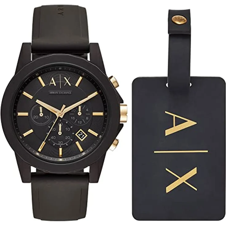 Armani Exchange Uhr für Männer , Chronographenwerk, 45mm Schwarzes Silikongehäuse mit Silikonarmband, AX7105 – Bild 1