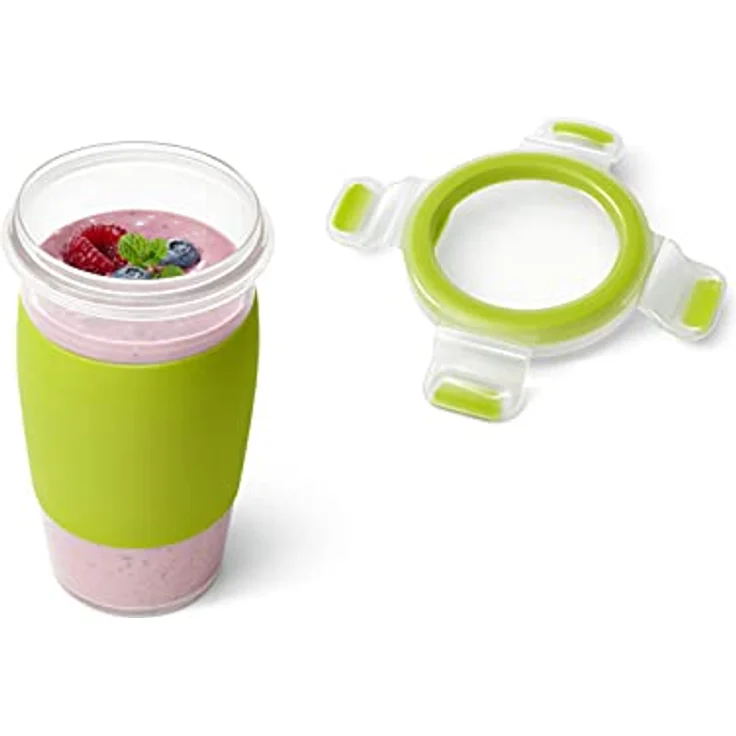 Emsa N1071500 Clip&Go Smoothie Mug Fassungsvermögen: 450 ml, Rund transparent-hellgrün – Bild 2