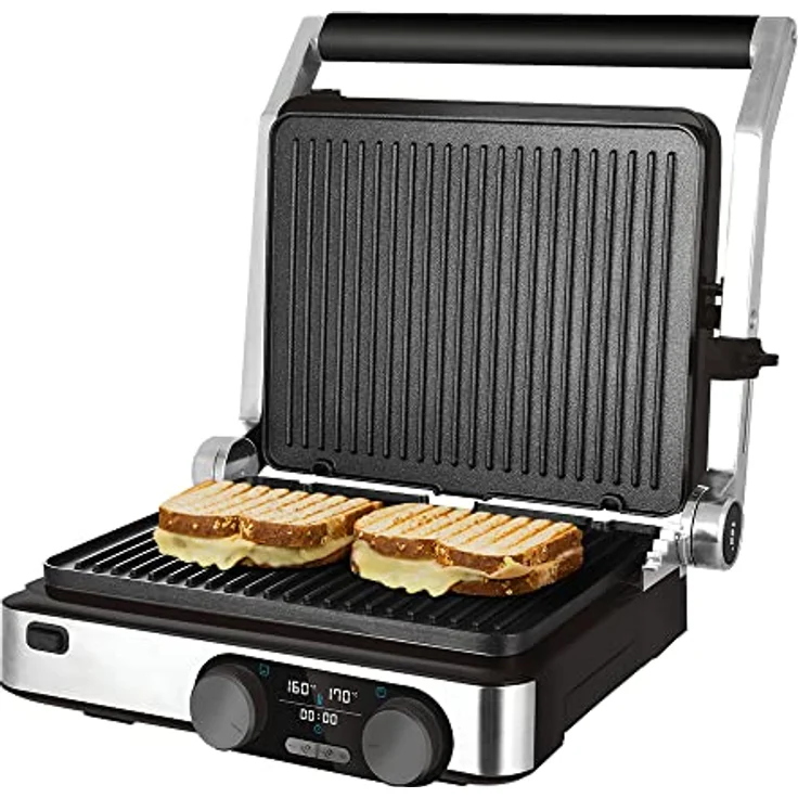 Cecotec Elektrischer Tischgrill Rock'nGrill Dual, 2000 W, Schwarz, Temperaturregelung auf jeder Platte unabhängig voneinander, abnehmbare und antihaftbeschichtete Platten, 180º zu öffnen – Bild 1