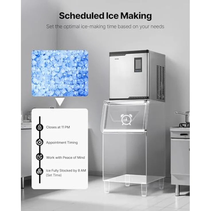 VEVOR Kopf-Eismaschine, 136 kg/Tag Edelstahl mit intelligentem Bedienfeld, Selbstreinigung, einstellbarer Dicke für Restaurant, Bar, Café, Hotel – Bild 6