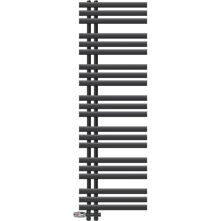 LuxeBath Badheizkörper Iron EM 500x1600mm Anthrazit, mit Thermostat Durchgang und Frostsicherung