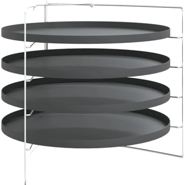 vidaXL Pizzablech Set mit Gestell, 4er Pack, Ø 28 cm, Stahl, Schwarz – Bild 1